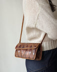 Burgundy + Caramel Antique Patchwork Structured Bag