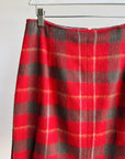 Red Plaid Fringe Wool Skirt