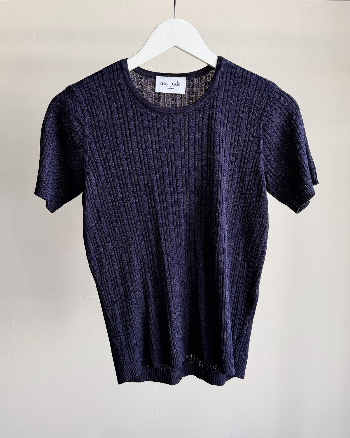 Midnight Blue Ribbed Short Sleeve Knit