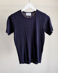 Midnight Blue Ribbed Short Sleeve Knit