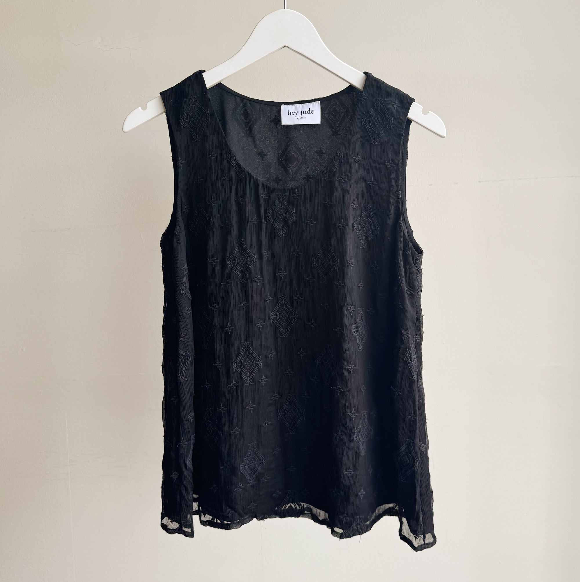 Black Embroidered Silk Tank - Hey Jude
