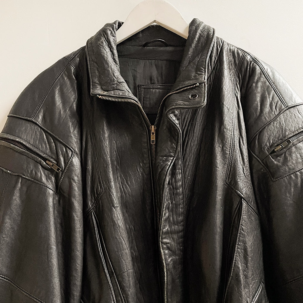 Onyx Relaxed Leather Bomber
