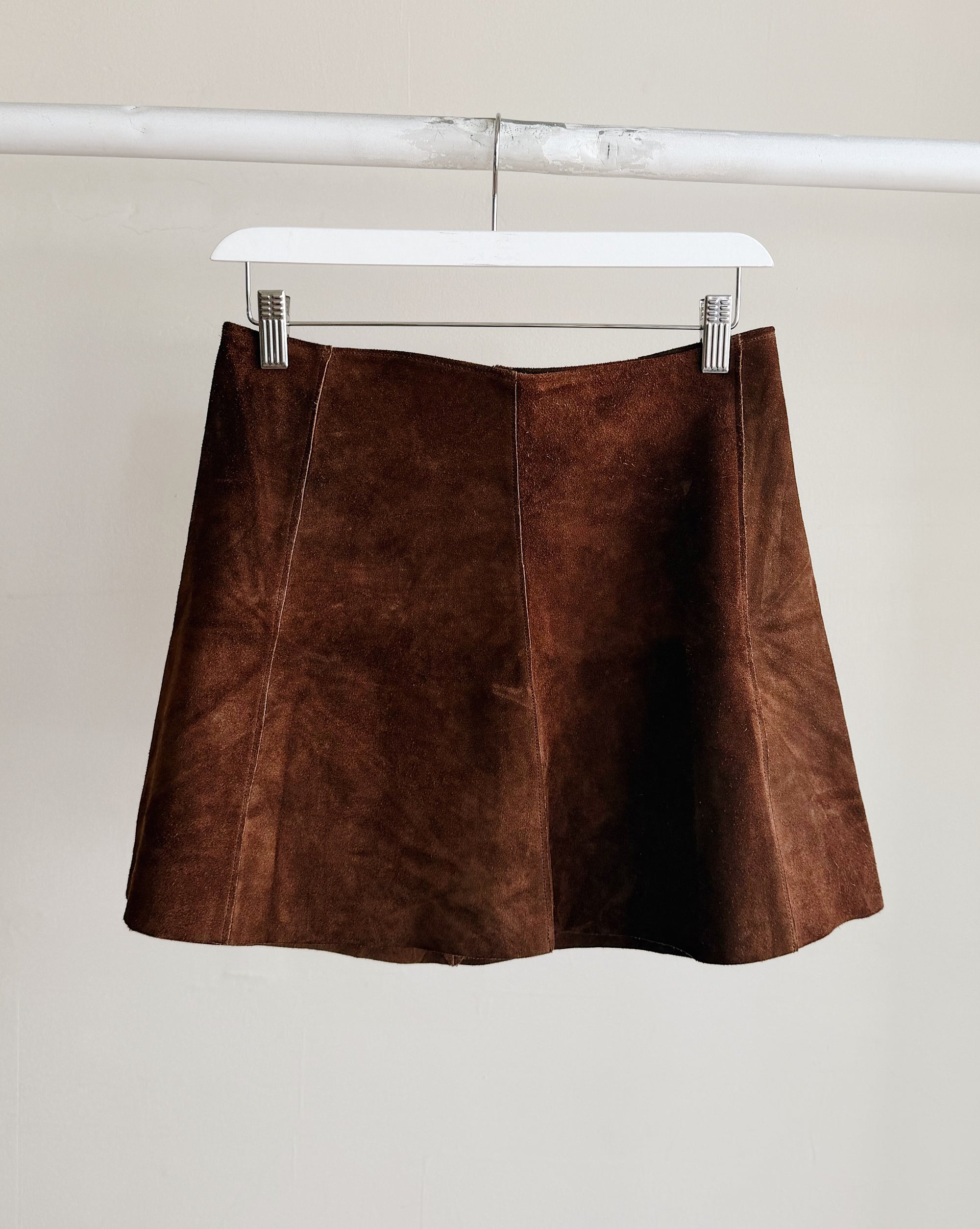 Hickory Suede Panelled Mini Skirt