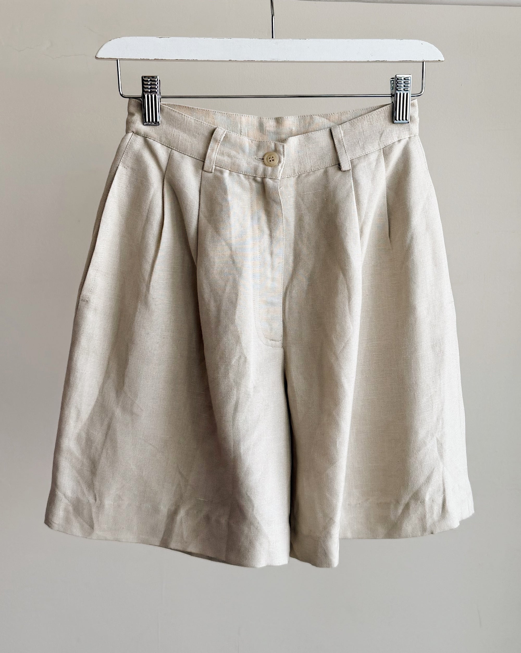 Natural Linen Bermuda Shorts
