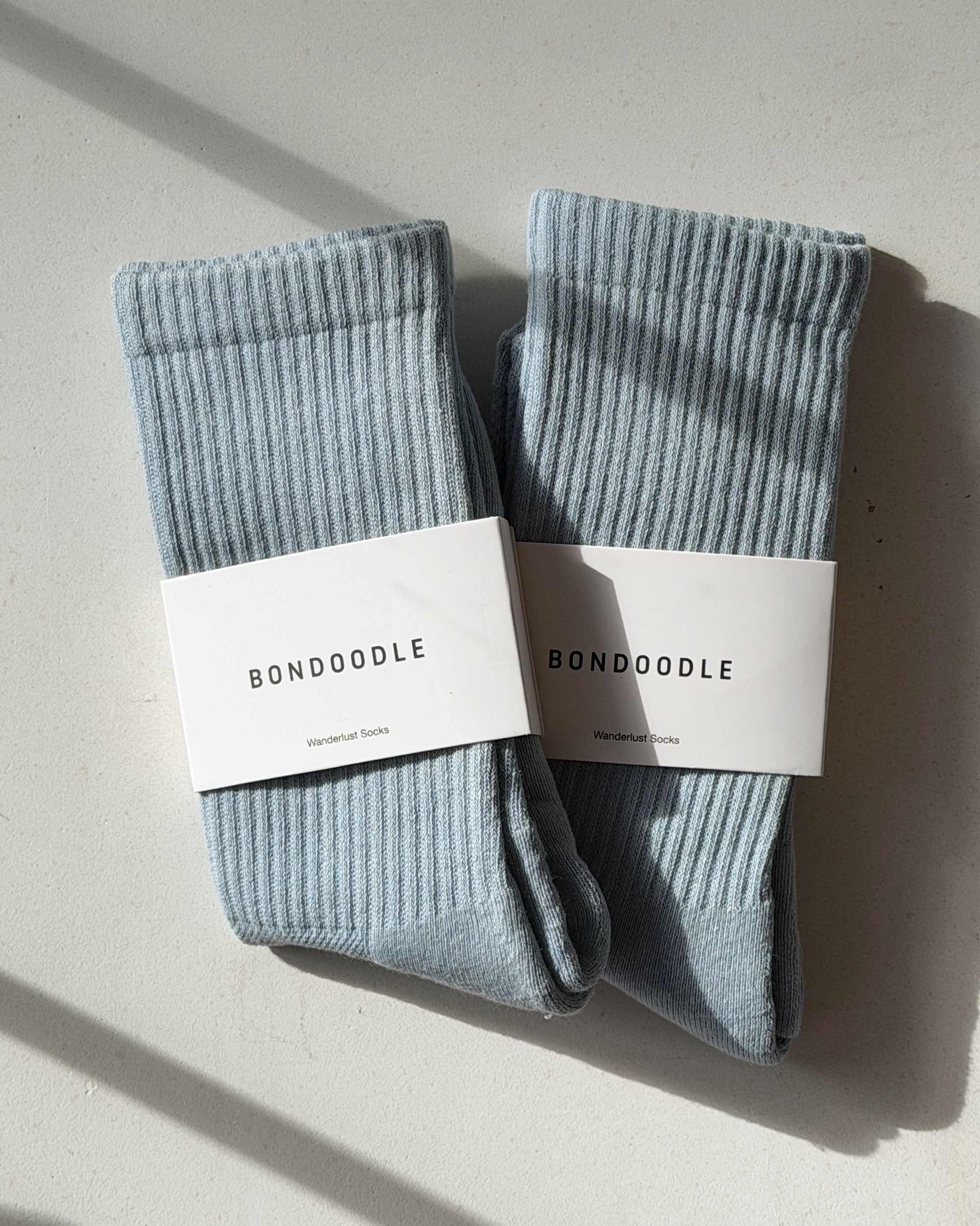Bondoodle | Ribbed Sport Crew Socks in Mist Blue - Hey Jude