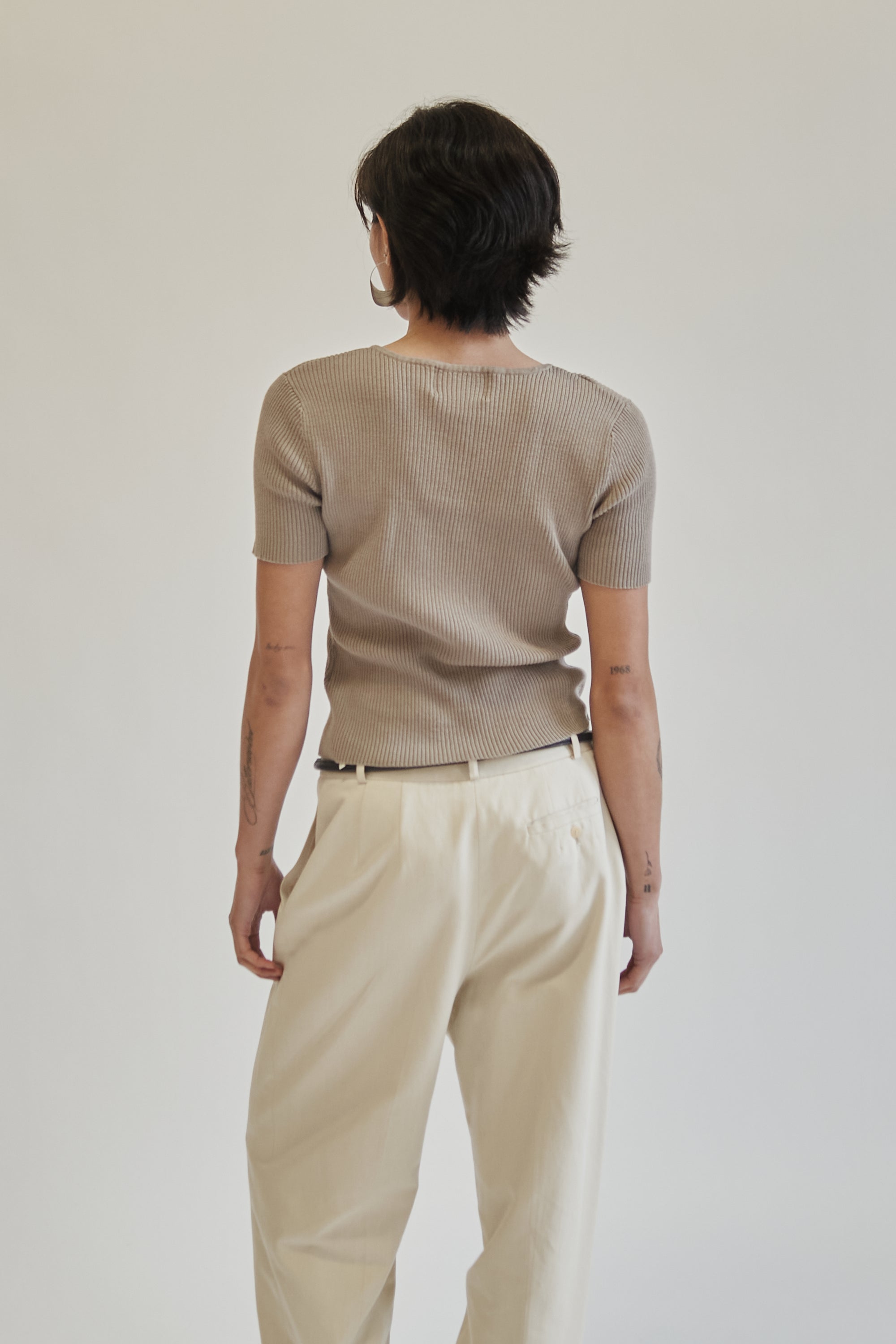 Cream Tailored Relaxed Trousers
