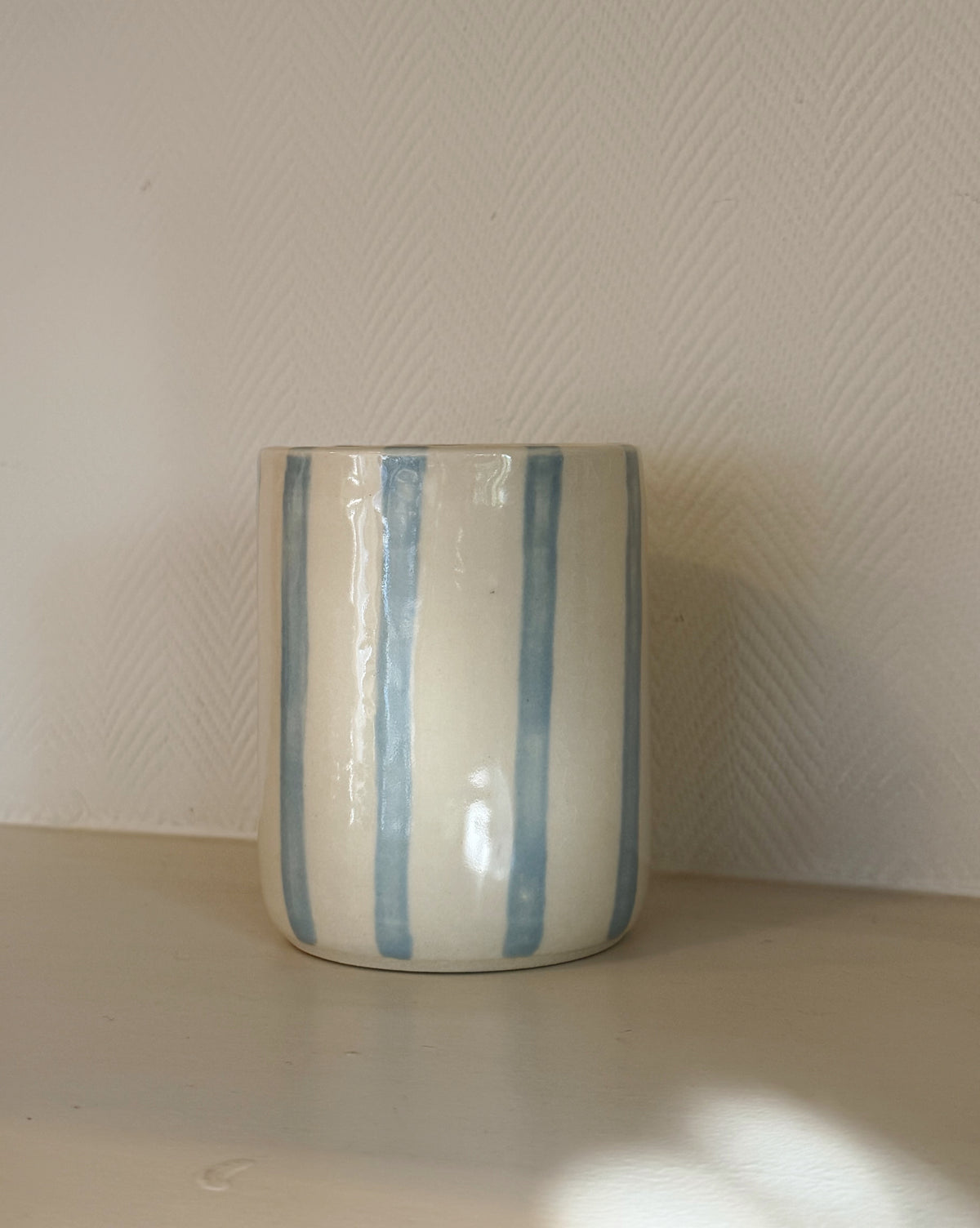 Baby Blue Stripe Ceramic Cup