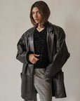 Ebony Long Leather Cocoon Jacket