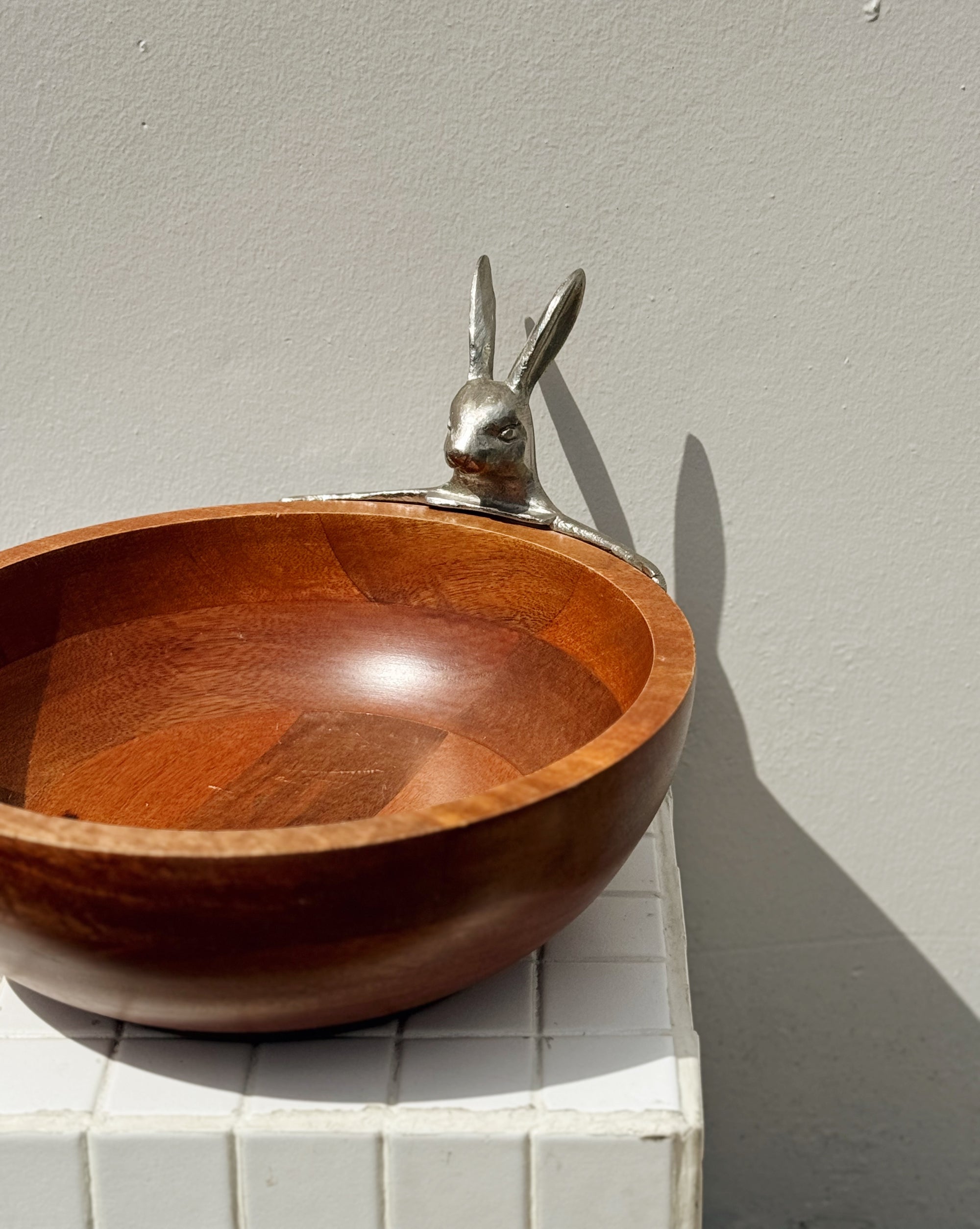Wooden Bowl with Chrome Hare - Hey Jude