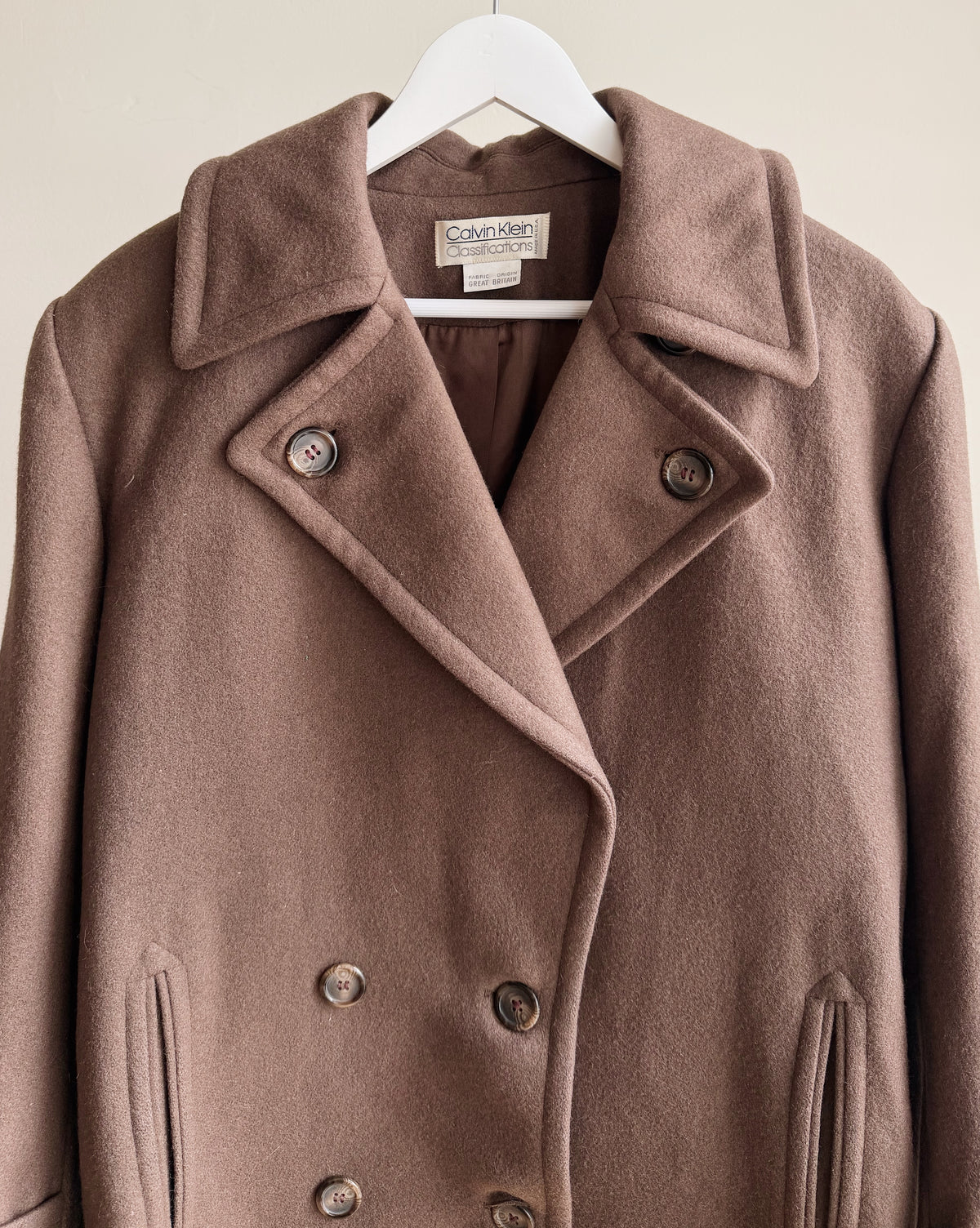 Calvin Klein Button Wool Peacoat Jacket - Hey Jude