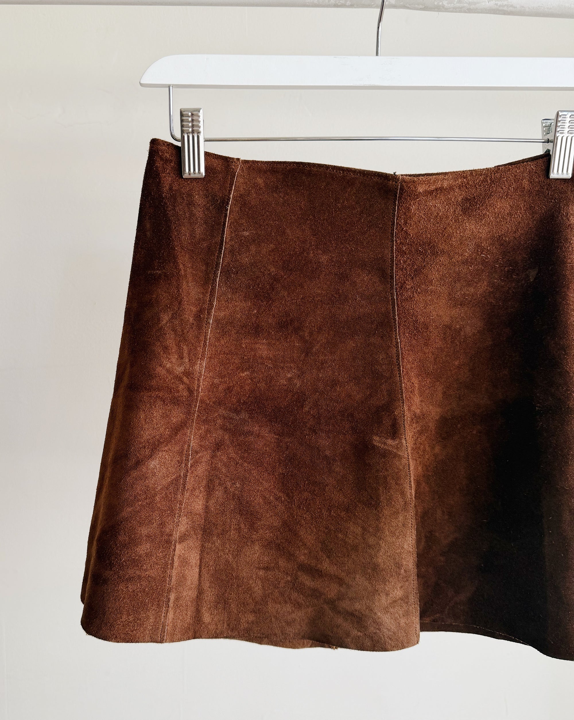 Hickory Suede Panelled Mini Skirt