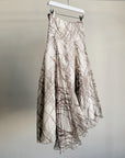 Cream Abstract Layered Silk Flutter Skirt