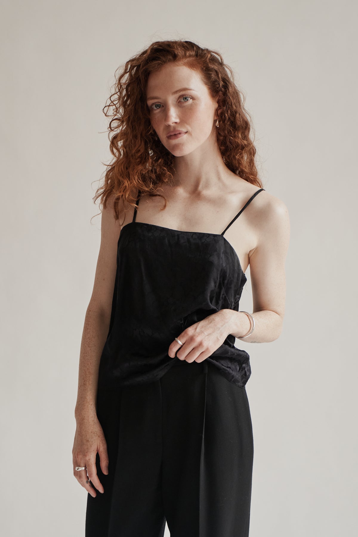 Black Jacquard Silk Tank