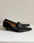 Black Pointed Italian Leather Kitten Heels | Size 37 - Hey Jude