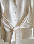 Pearl Iridescent Silk Tie Blouse