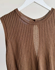 Espresso Ribbed Knit Keyhole Top