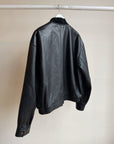 Raven Ribbed Collar Leather Bomber