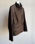 Carob Asymmetrical Zip Leather Jacket