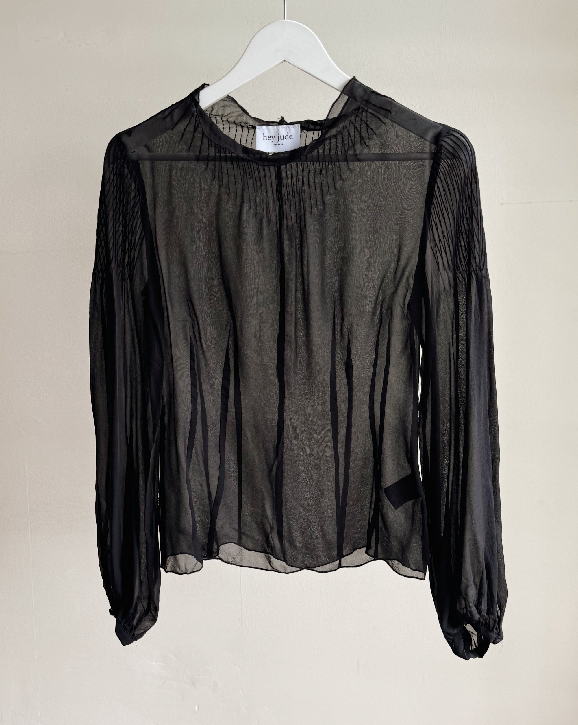 Onyx Sheer Pleated Silk Blouse - Hey Jude