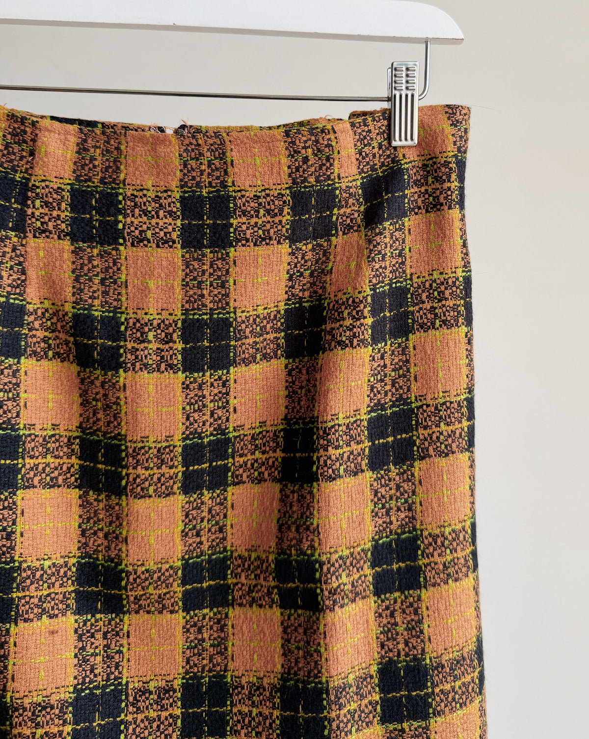 Orange + Brown Plaid Wool Skirt - Hey Jude
