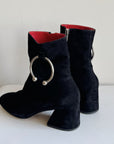 Black Suede Boots with Ring | Size 38.5