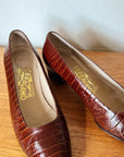 Ferragamo Auburn Croc Leather Pumps | Size 5 - Hey Jude