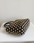 Floral Beaded Top Handle Bag