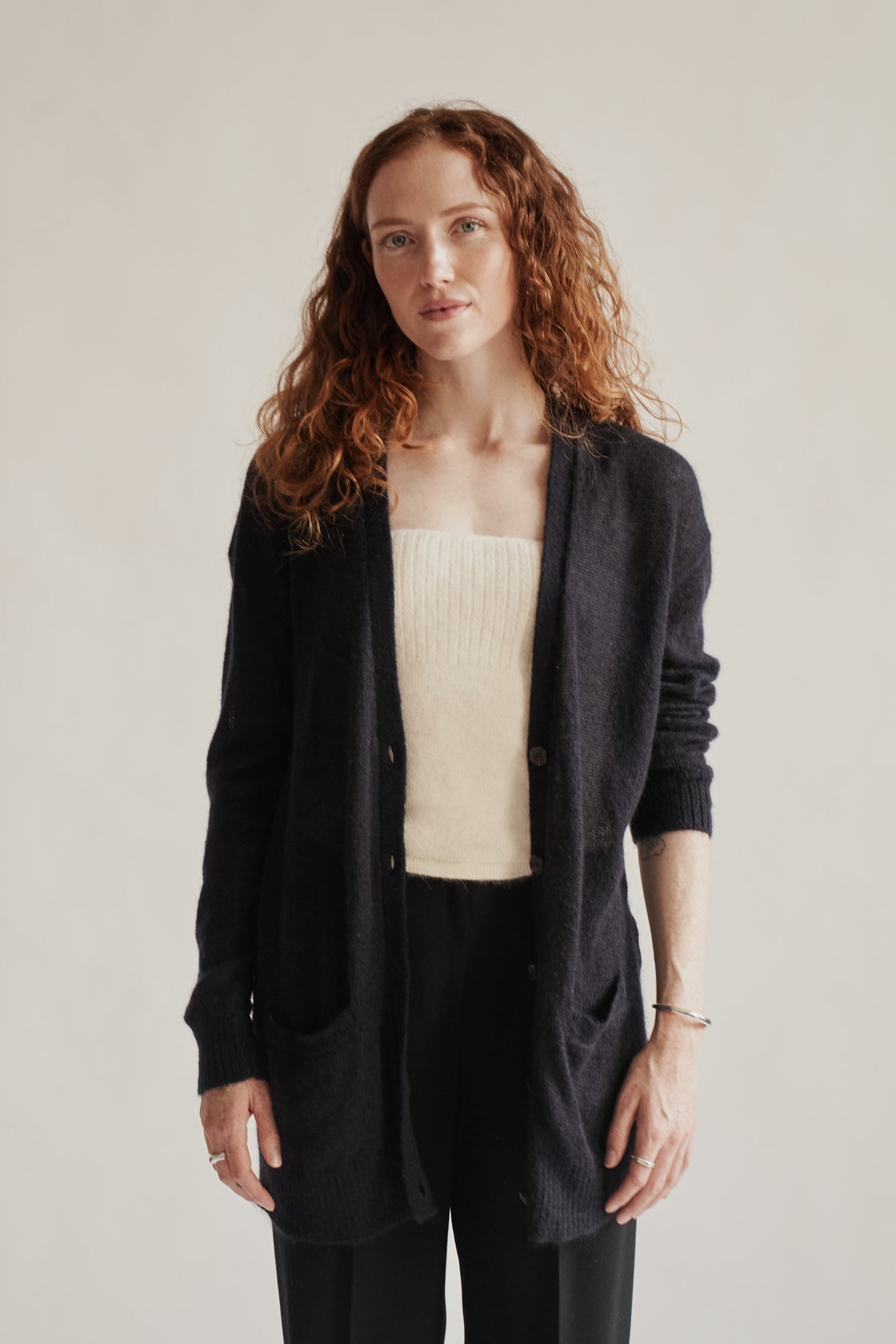 Navy Mohair Slouchy Cardigan