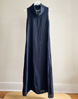 Navy Linen Cowl Neck Maxi Dress