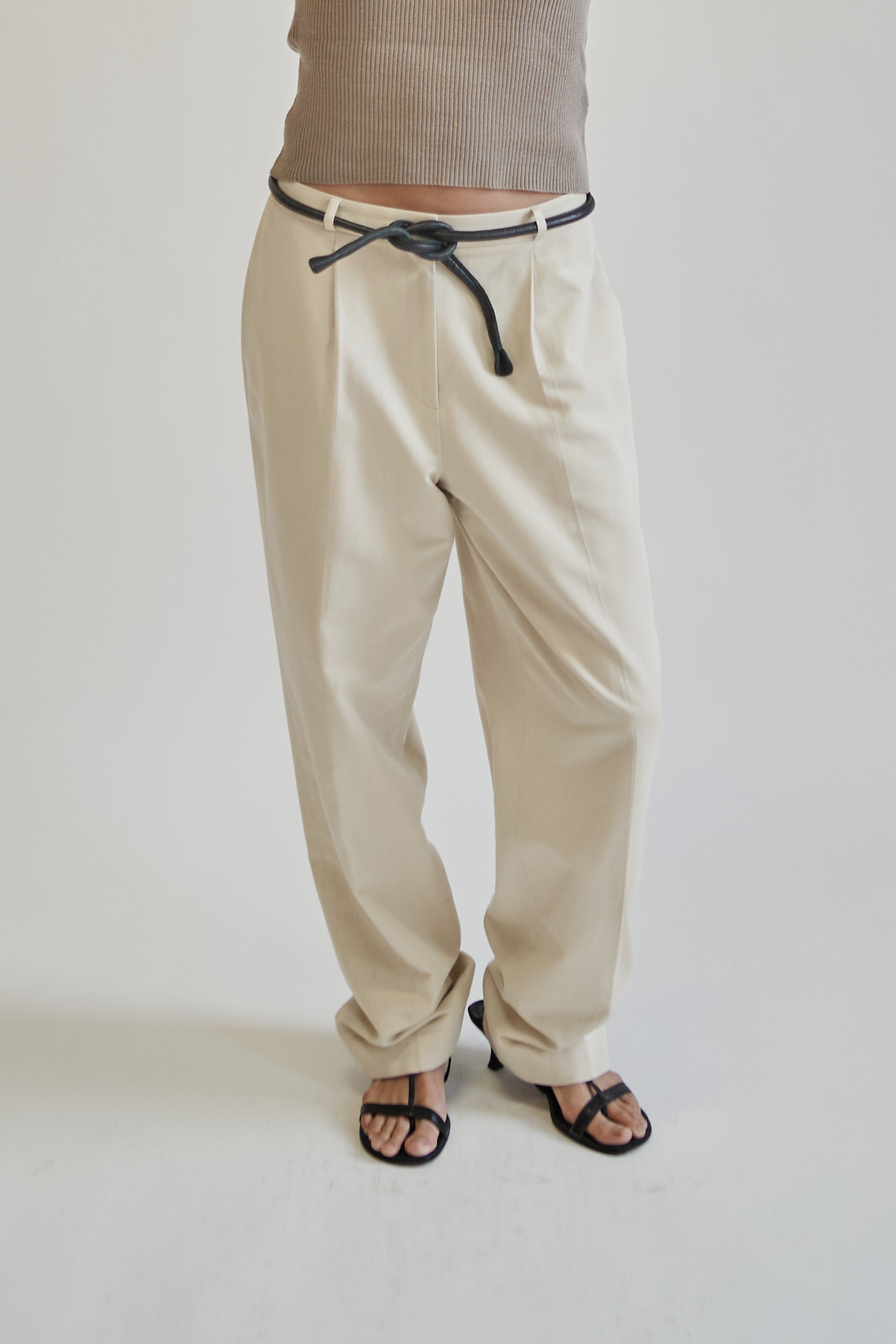 Cream Tailored Relaxed Trousers