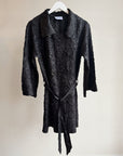 Black Crinkle Textured Trench Coat