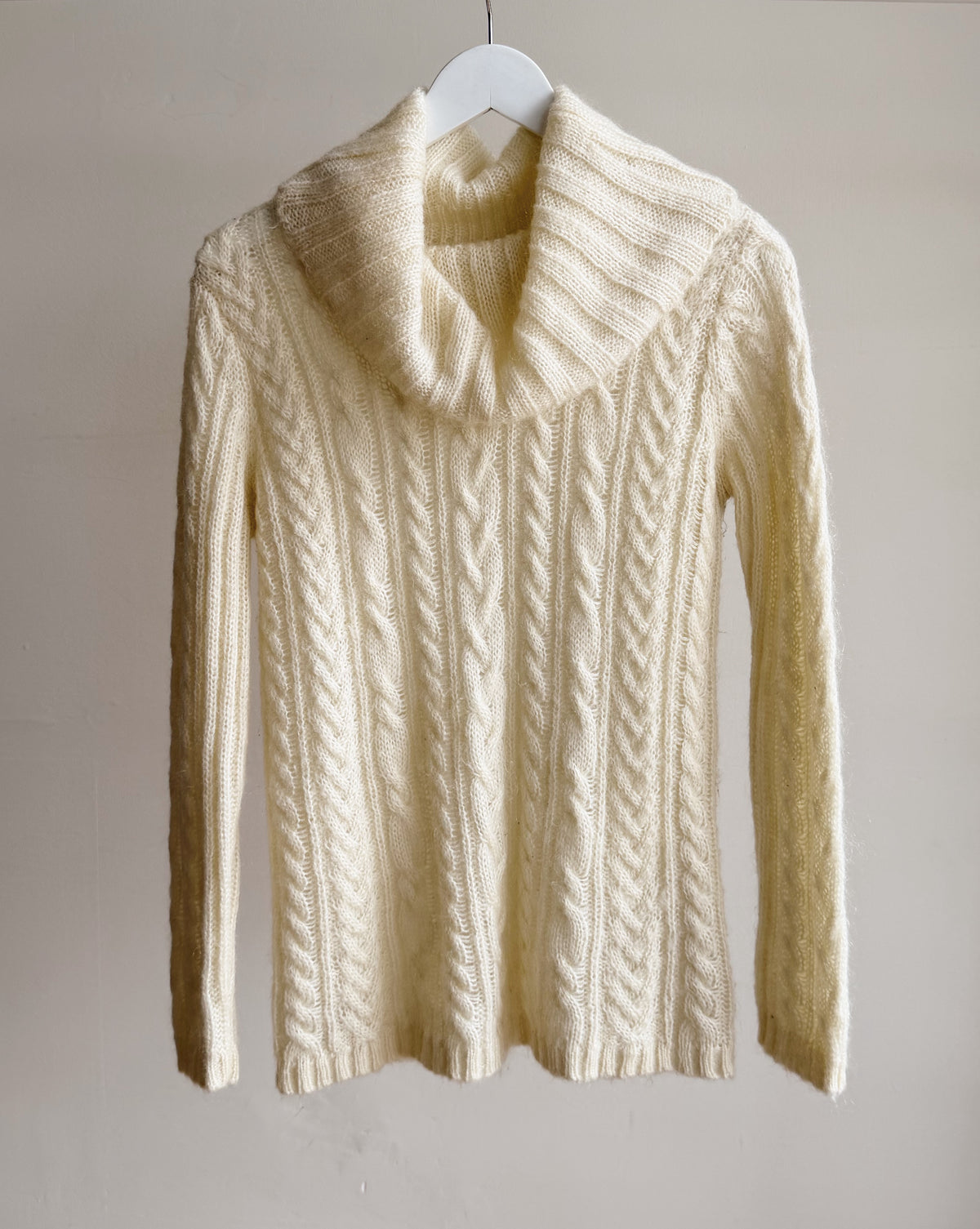 Buttermilk Mohair Cable Knit Turtleneck - Hey Jude