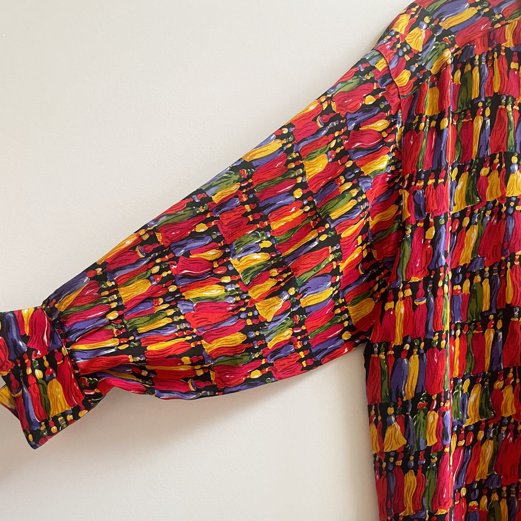 Holiday Silk Tassel Shirt Dress Hey Jude