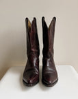 Maroon Embroidered Leather Western Boots | Size 7