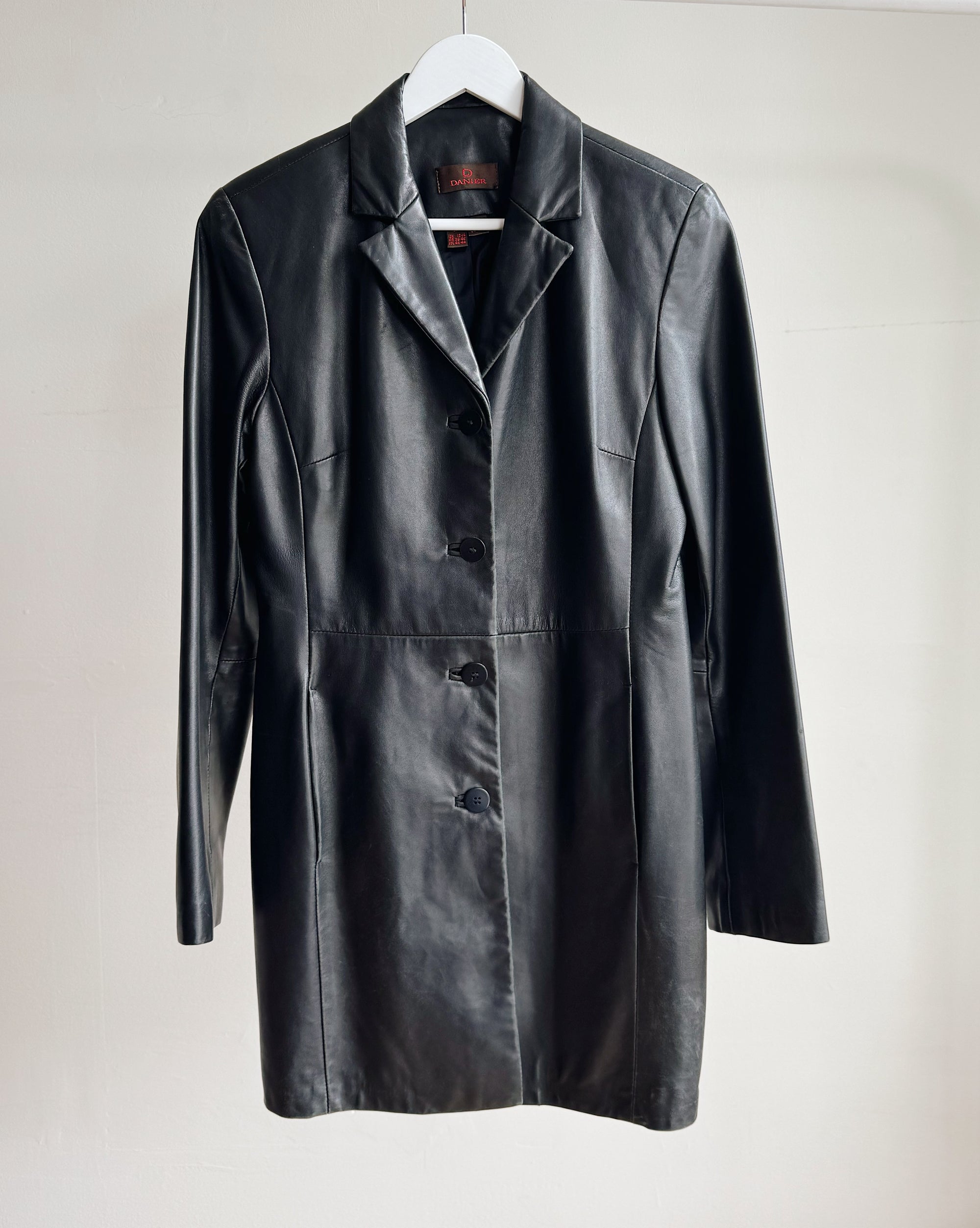 Ink Tailored Black Leather Coat