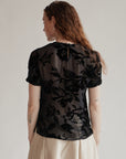 Onyx Sheer Silk Floral Burnout Tee - Hey Jude