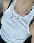 Sea + Pattern | Frosted Pearl Charm Necklace
