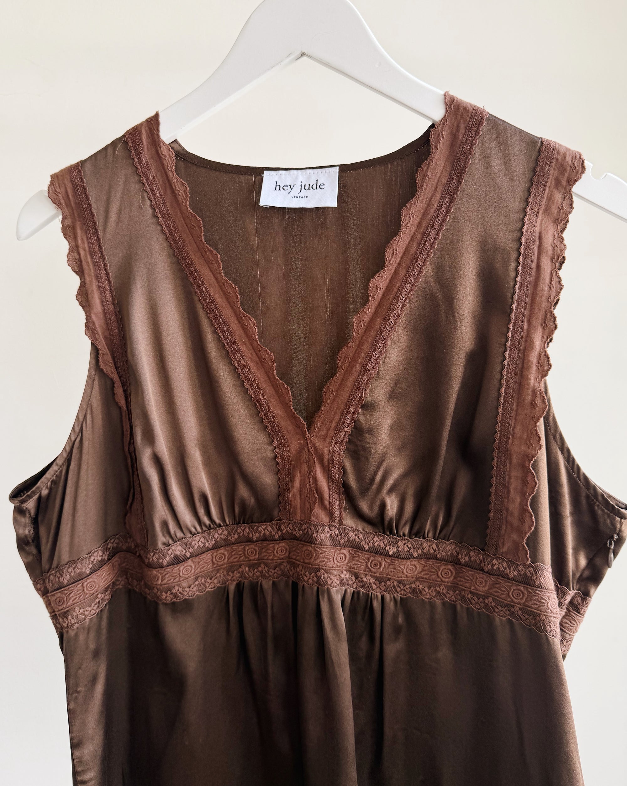 Espresso Lace Trim Silk Tank