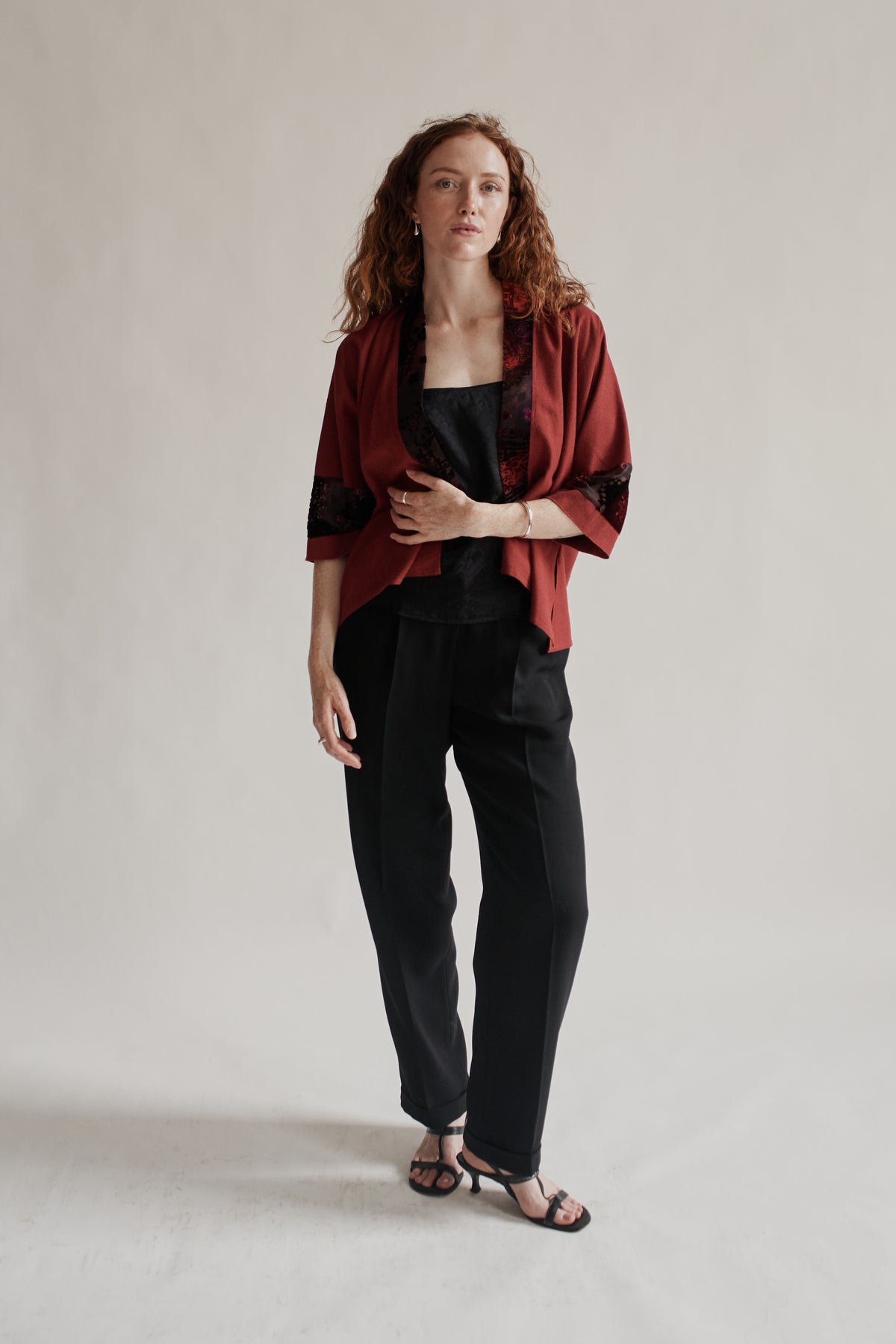 Crimson Raw Silk Robe