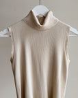 Ivory Silk Ribbed Sleeveless Turtleneck - Hey Jude