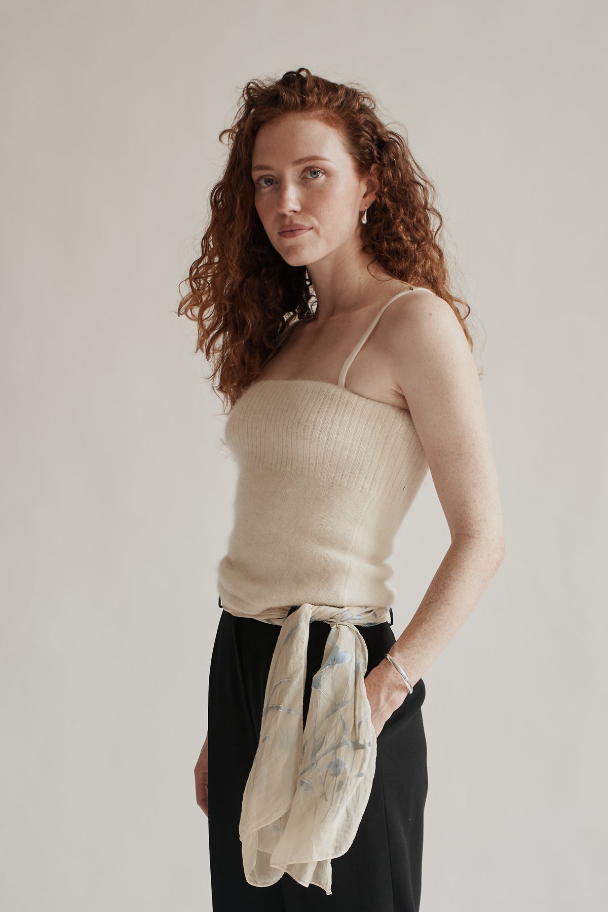Ivory Angora Ribbed Tank