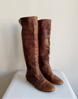 Cognac Leather Tall Flat Boots | Size 39