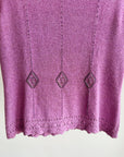Fuchsia Pointelle Silk Knit Beaded Tee