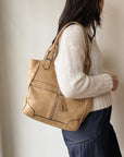 Tan Structured Leather Shoulder Bag
