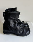 Black Pebbled Leather Lace Up Boots | Size 9