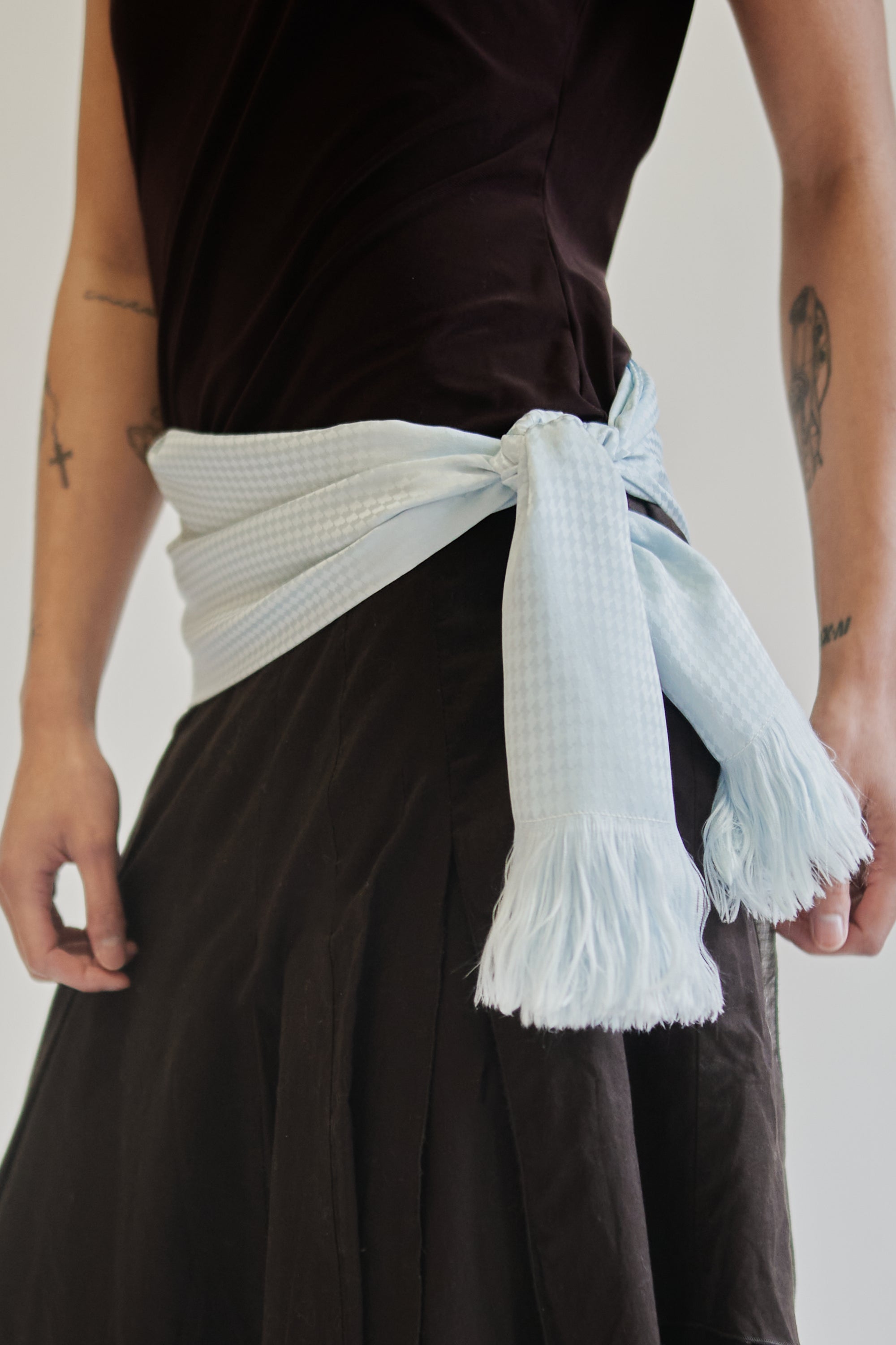 Pale Blue Textured Silk Scarf