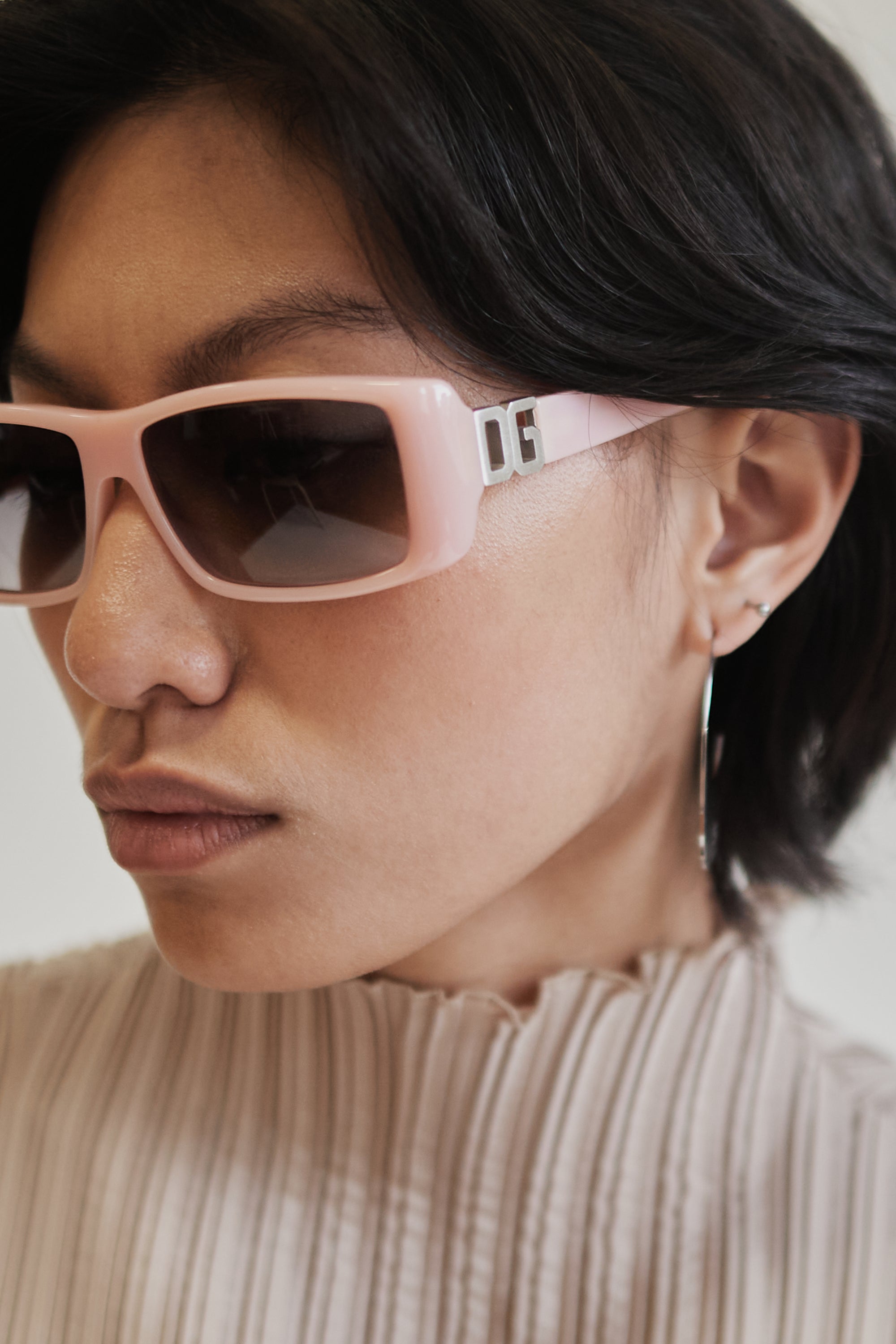 D&amp;G Blush Pink Y2K Logo Sunglasses - Hey Jude