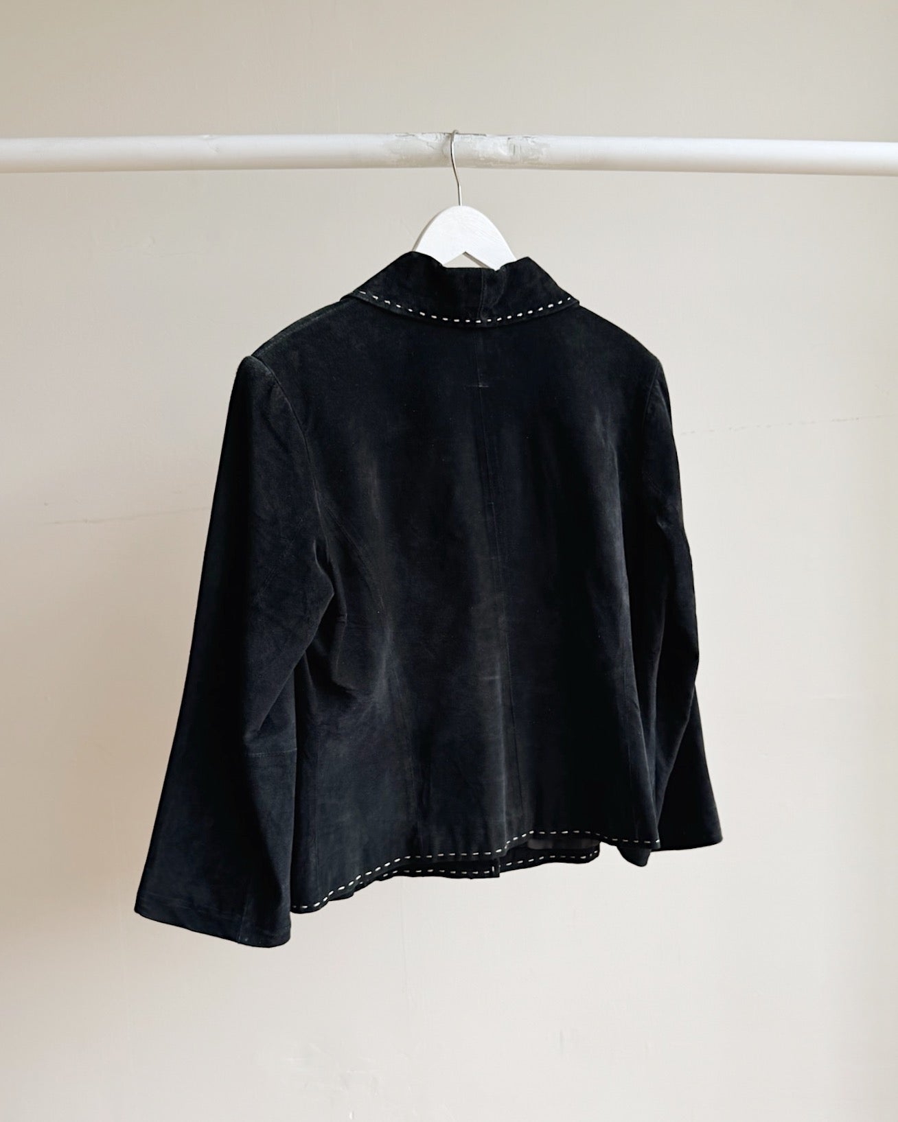 Black Whipstitch Suede Blazer