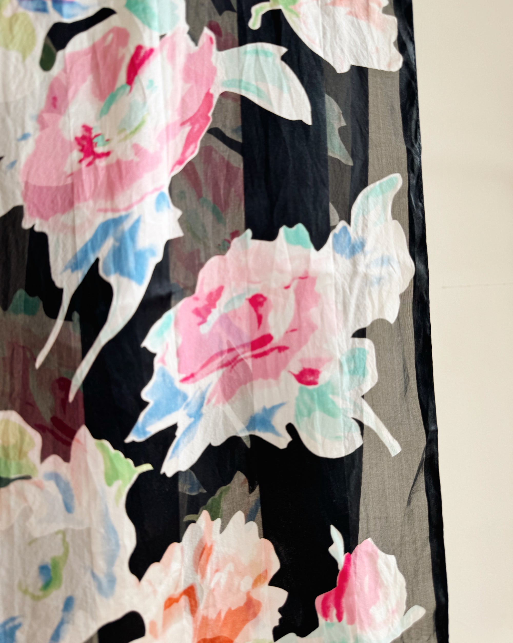 Floral Stripe Silk Scarf