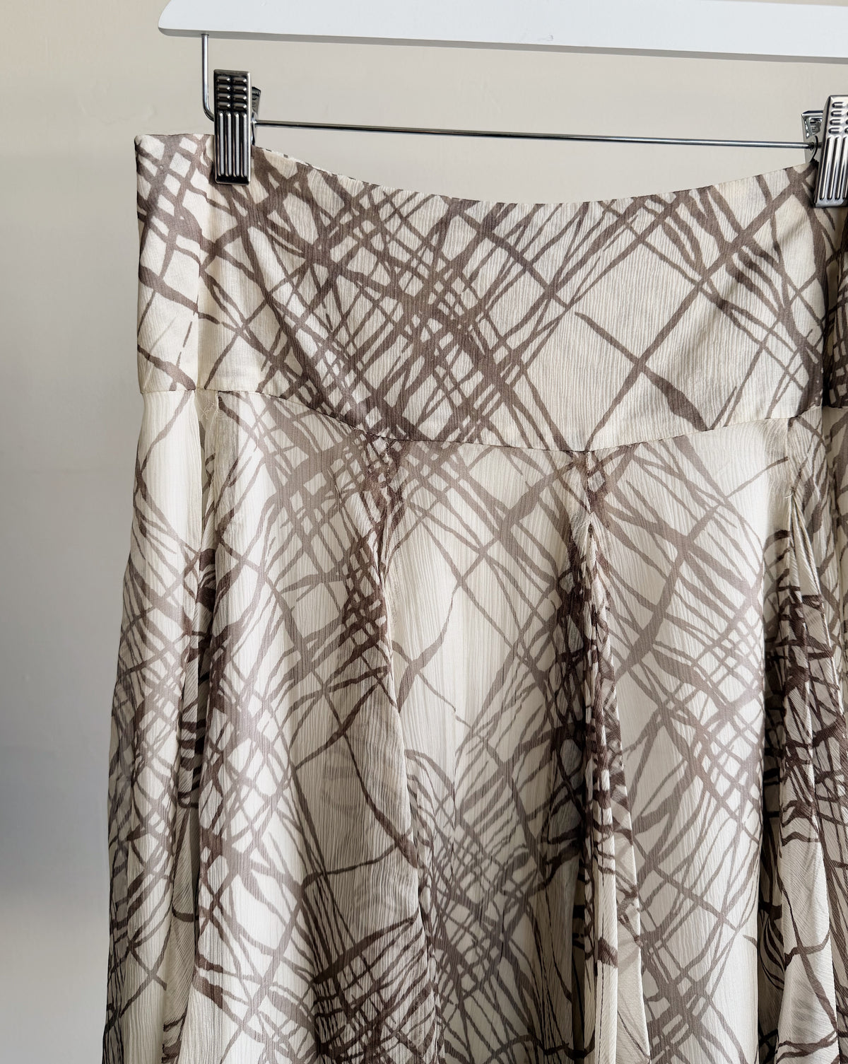 Cream Abstract Layered Silk Flutter Skirt